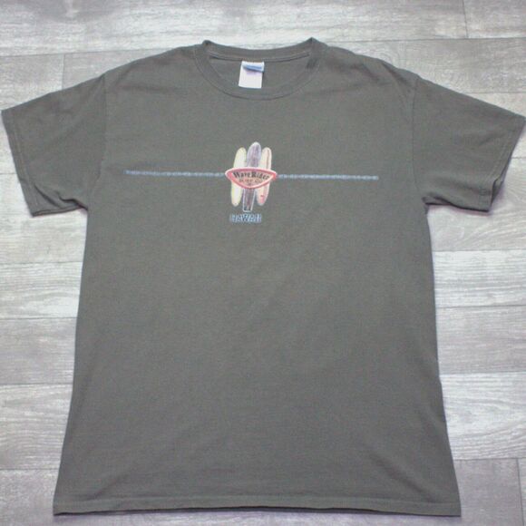 Vintage Wave Rider Hawaii Surfboard Green Men's Tee Shirt Sz M - Picture 1 of 3